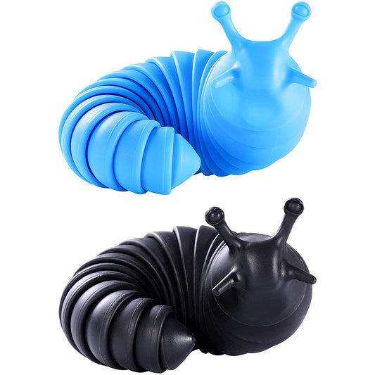2 X Articulated Fidget Slug Toy Sensory Toys Stress Relief Toys Black Blue