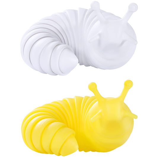 2 X Articulated Fidget Slug Toy Sensory Toys Stress Relief Toys Yellow White
