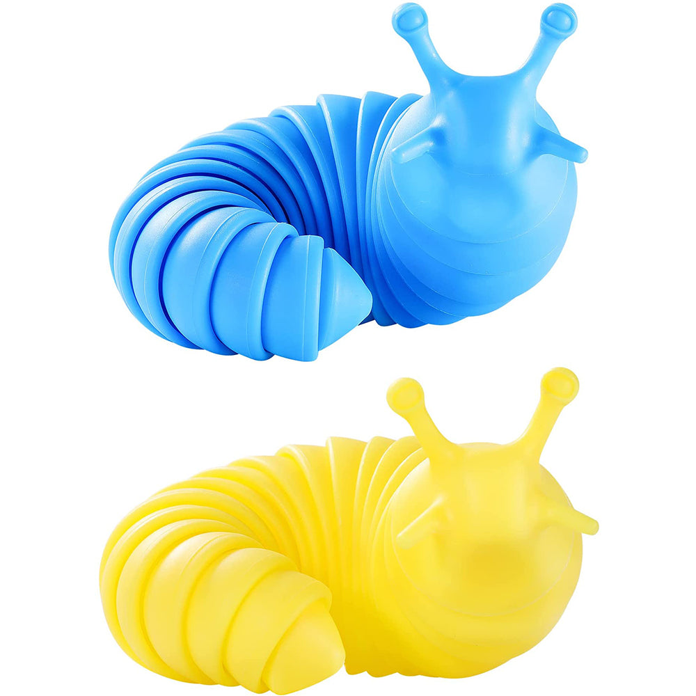 2 X Articulated Fidget Slug Toy Sensory Toys Stress Relief Toys Yellow Blue