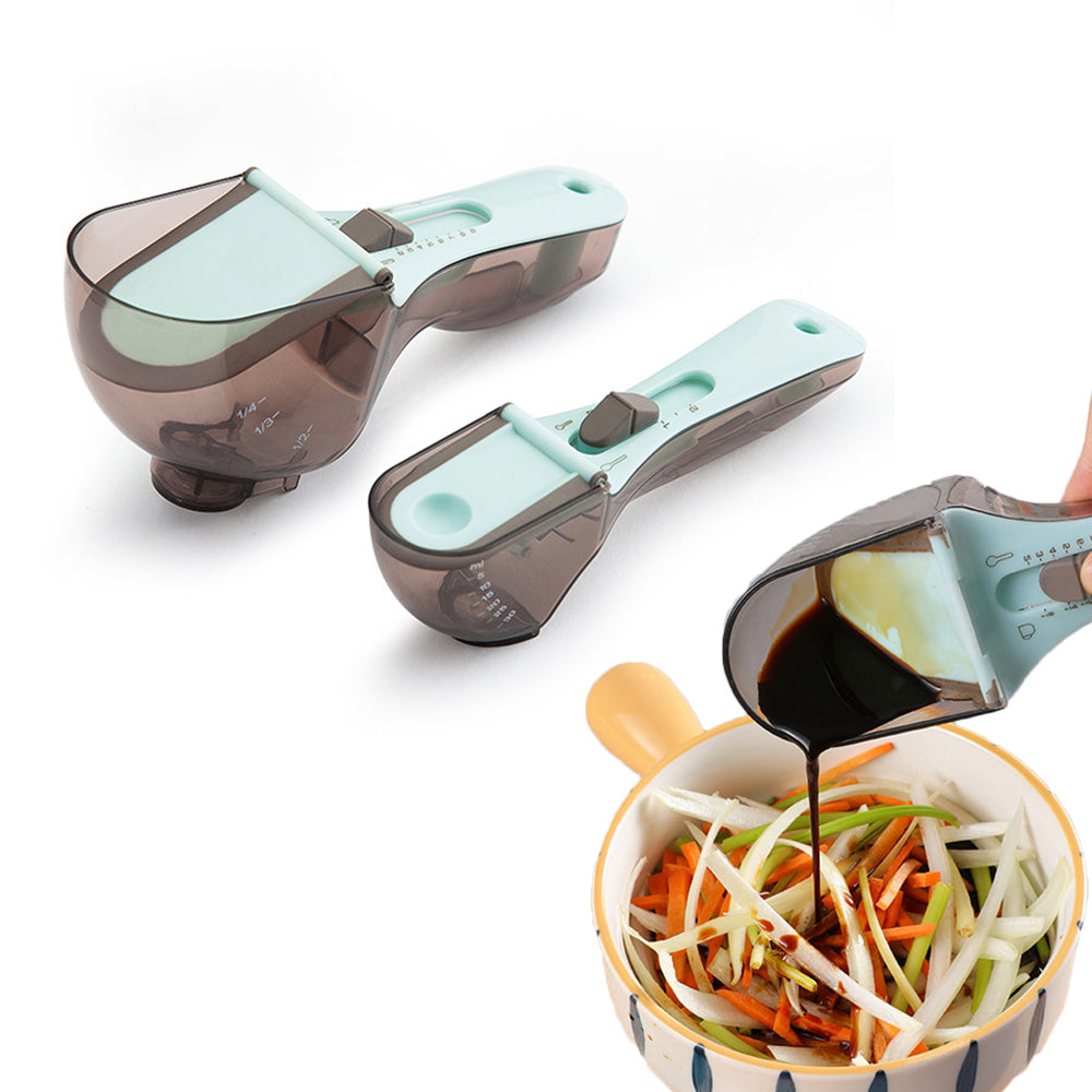 2Pcs Adjustable Measuring Spoons Kitchen Cup Plastic Scale Baking Tools