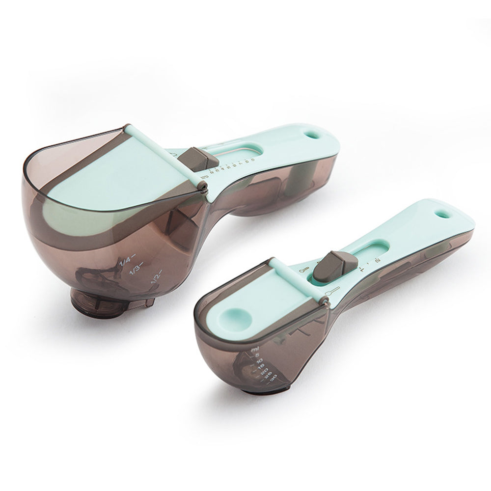 2Pcs Adjustable Measuring Spoons Kitchen Cup Plastic Scale Baking Tools