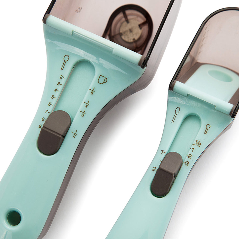 2Pcs Adjustable Measuring Spoons Kitchen Cup Plastic Scale Baking Tools