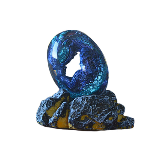 Blue Resin Transparent Lava Dragon Egg Sculpture Decor