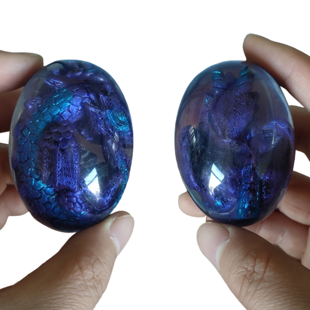 Blue Resin Transparent Lava Dragon Egg Sculpture Decor