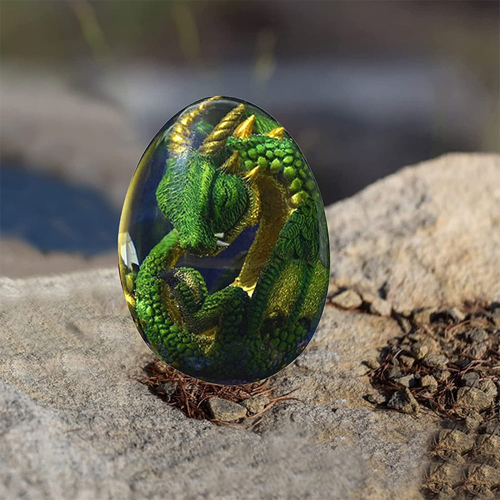 Green Resin Transparent Lava Dragon Egg Sculpture Decor