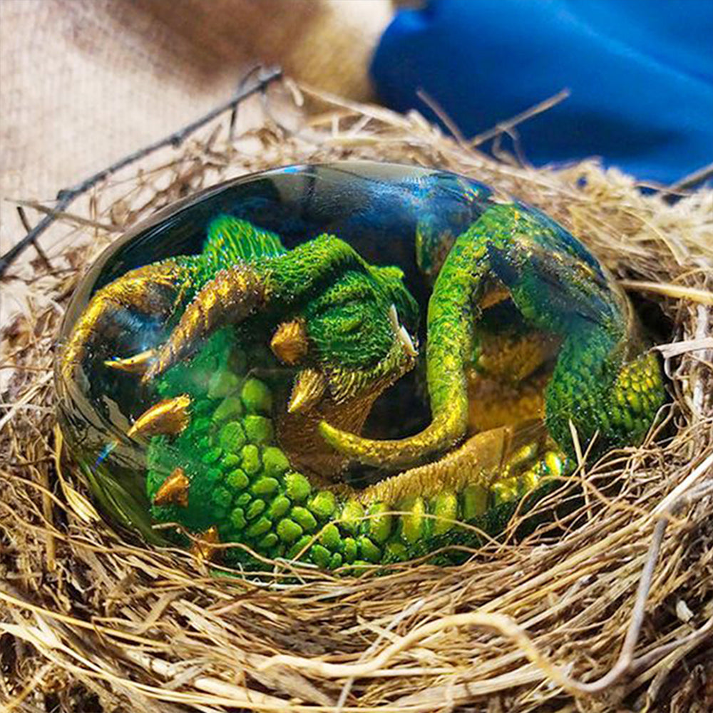 Green Resin Transparent Lava Dragon Egg Sculpture Decor