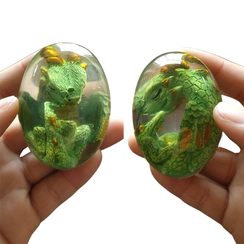 Green Resin Transparent Lava Dragon Egg Sculpture Decor