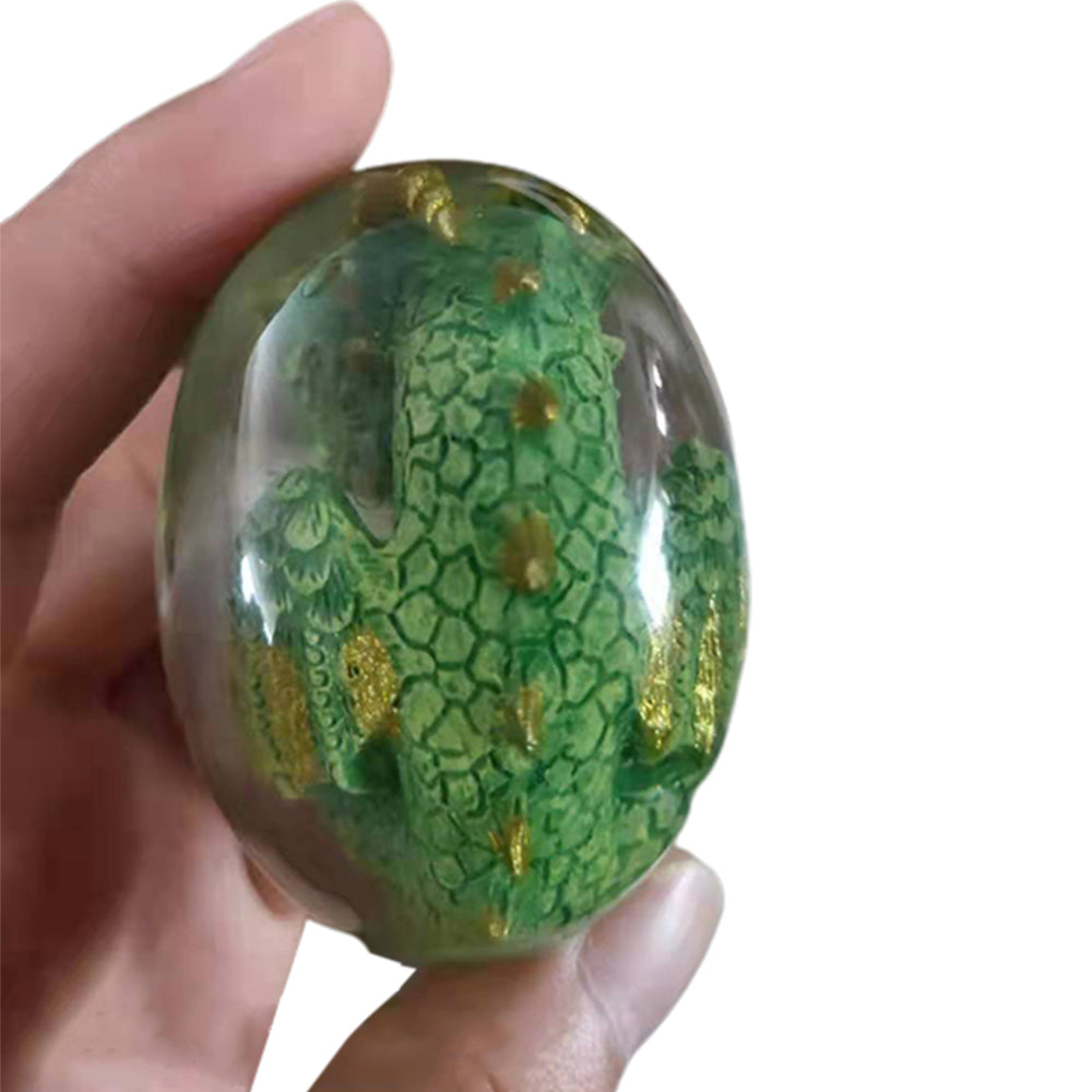 Green Resin Transparent Lava Dragon Egg Sculpture Decor