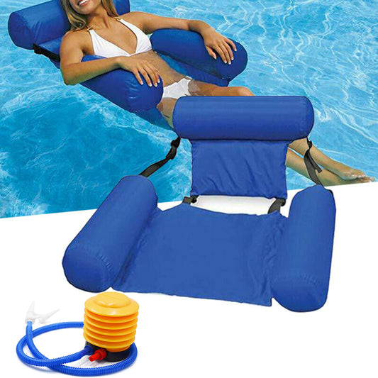 Two Inflatable Floating Hammock Float Swimming Pool Chair with One Air Pump