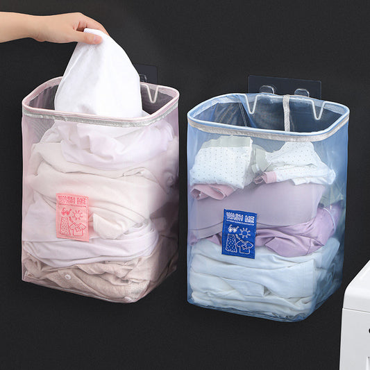 3Pcs Wall Mounted Laundry Basket Hanging Mesh Laundry Organizer Storage