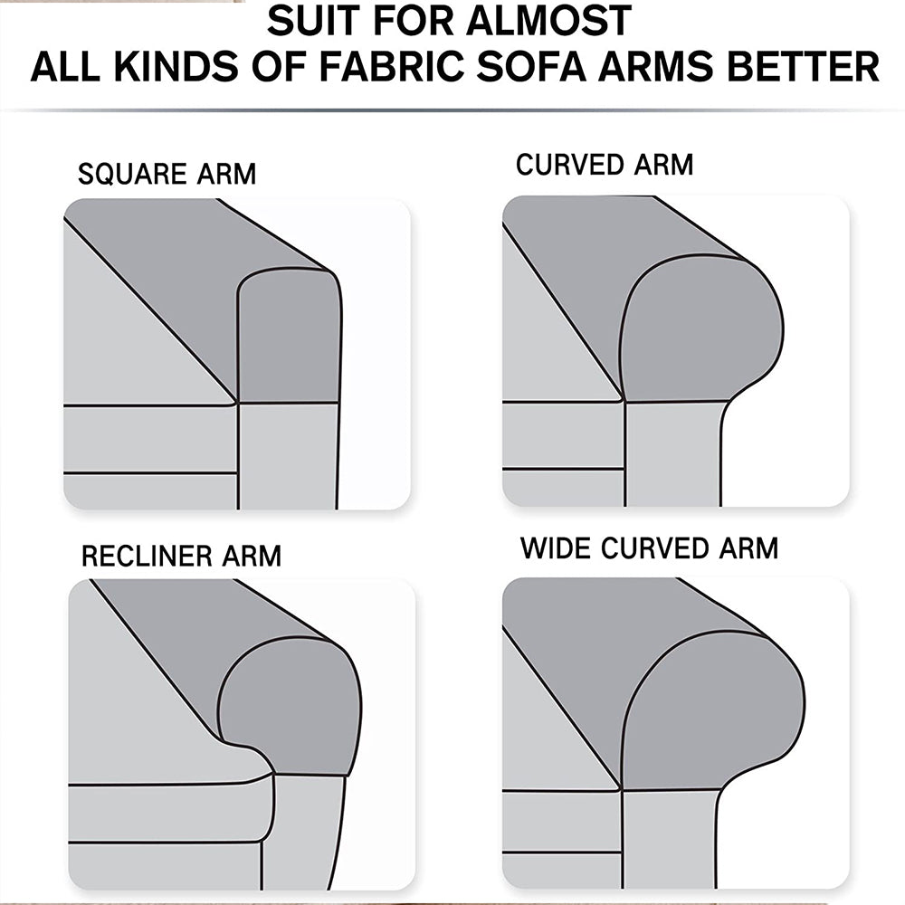 One Pair Light Grey Sofa Chair Armrest Cover Stretch Couch Arm Protectors