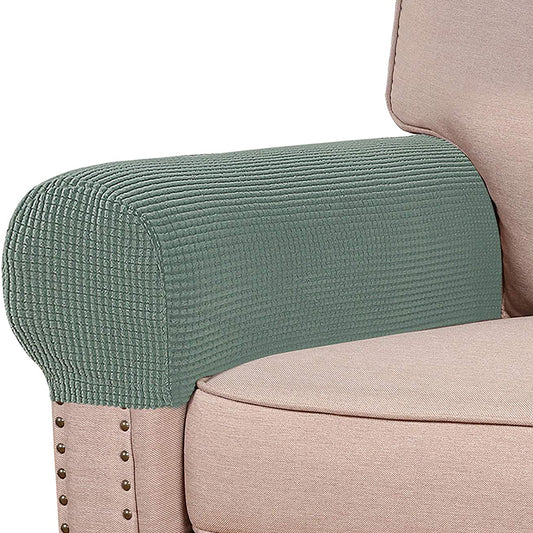 One Pair Green Sofa Chair Armrest Cover Stretch Couch Arm Protectors