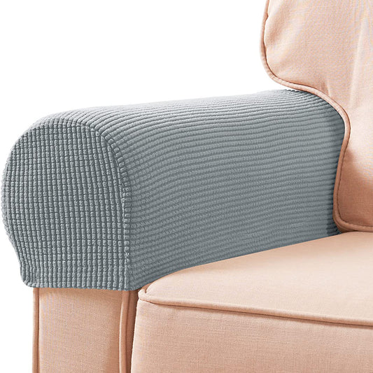 One Pair Light Grey Sofa Chair Armrest Cover Stretch Couch Arm Protectors