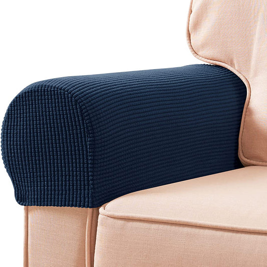 One Pair Navy Blue Sofa Chair Armrest Cover Stretch Couch Arm Protectors