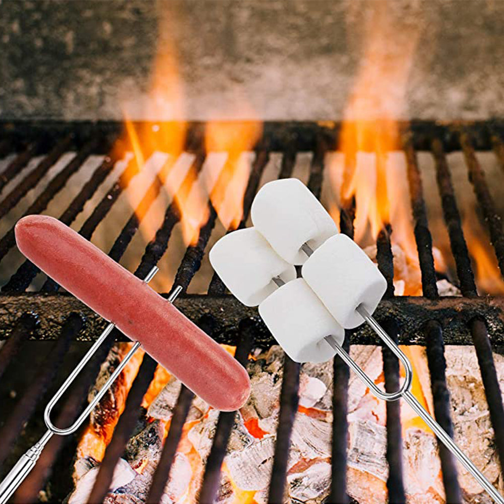 16Pcs Telescopic Stainless Steel Barbecue Forks Retractable BBQ Roasting Sticks