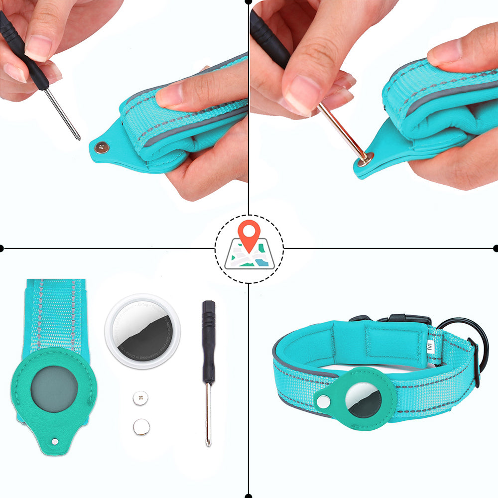 5 Pack S Aqua Blue Pet Reflective Collar Adjustable Dog Collar for Airtag