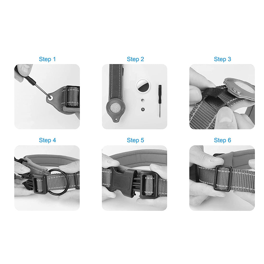 5 Pack M Black Pet Reflective Collar Adjustable Dog Collar for Airtag