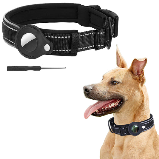 5 Pack L Black Pet Reflective Collar Adjustable Dog Collar for Airtag