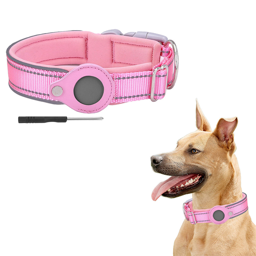 5 Pack L Pink Pet Reflective Collar Adjustable Dog Collar for Airtag