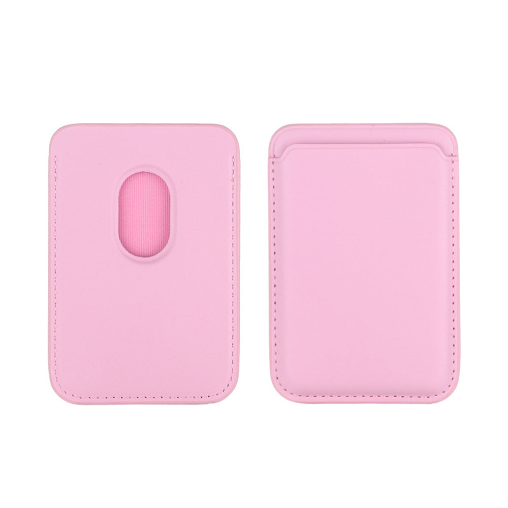 2X Pink Purple Magnetic PU Leather Mobile Phone Wallet Card Holder for MagSafe