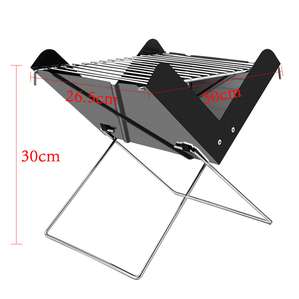 1 X Portable Folding Charcoal BBQ Grill with 8Pcs Telescopic Barbecue Forks