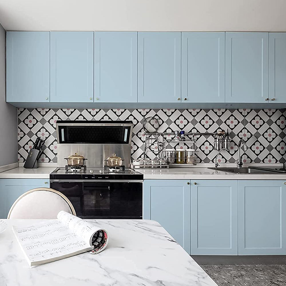 3 Rolls Self-Adhesive Solid Color Wallpaper Wall Sticker Home Decor Blue Grey Green