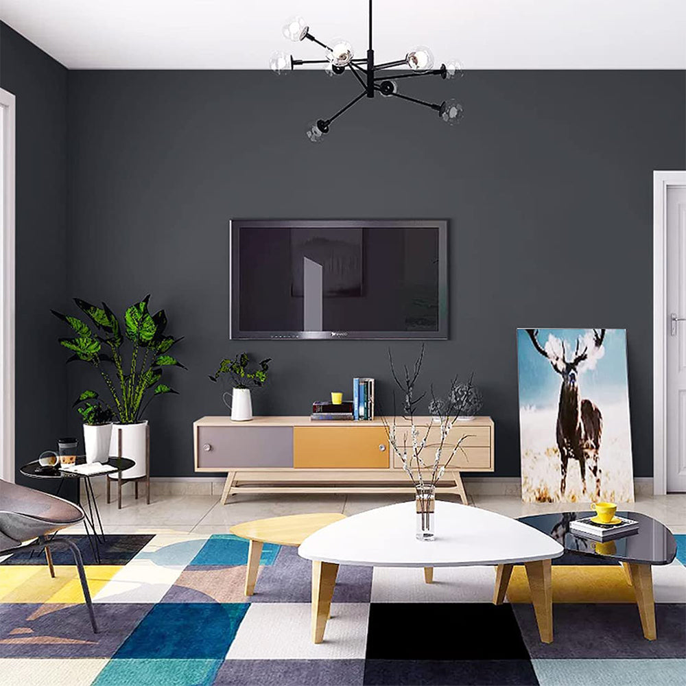 3 Rolls Self-Adhesive Solid Color Wallpaper Wall Sticker Home Decor Blue Grey Green