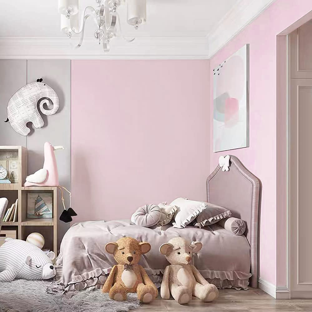 3 Rolls Self-Adhesive Solid Color Wallpaper Wall Sticker Home Decor Blue Grey Pink