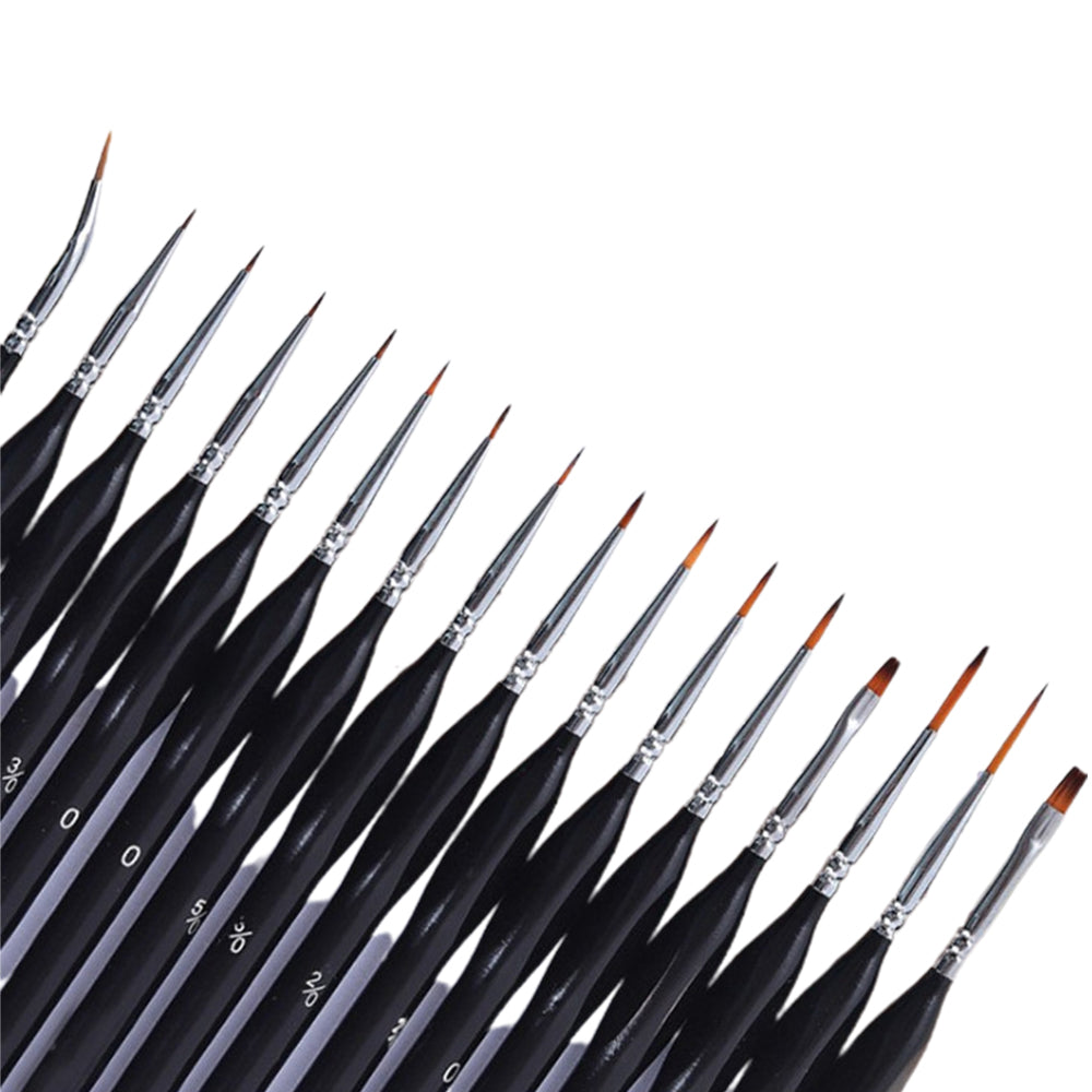 15Pcs Detail Paint Brush Set Miniature Painting Brush Fine Tip Drawing Brush Kit