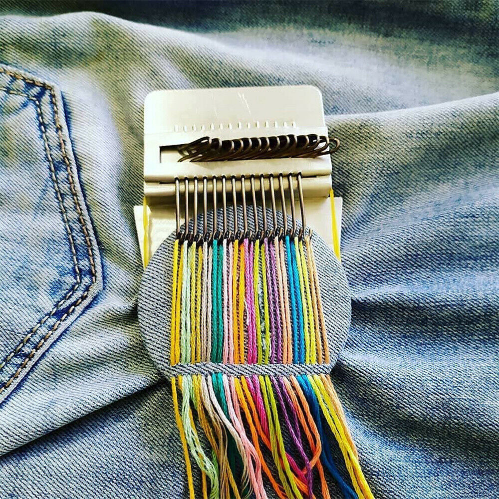 2 X Wooden Small Loom Speedweve Type Weave Tool Set DIY 14 Hooks Darning Machine