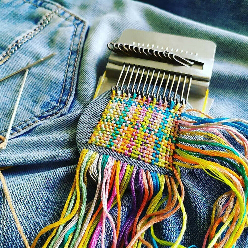 2 X Wooden Small Loom Speedweve Type Weave Tool Set DIY 14 Hooks Darning Machine