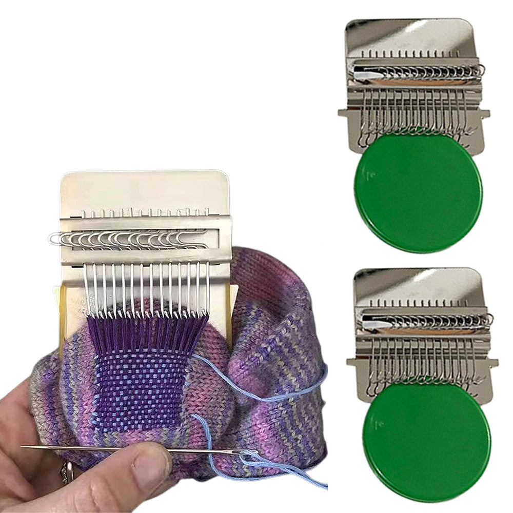 2 X Green Small Loom Speedweve Type Weave Tool Set DIY 14 Hooks Darning Machine