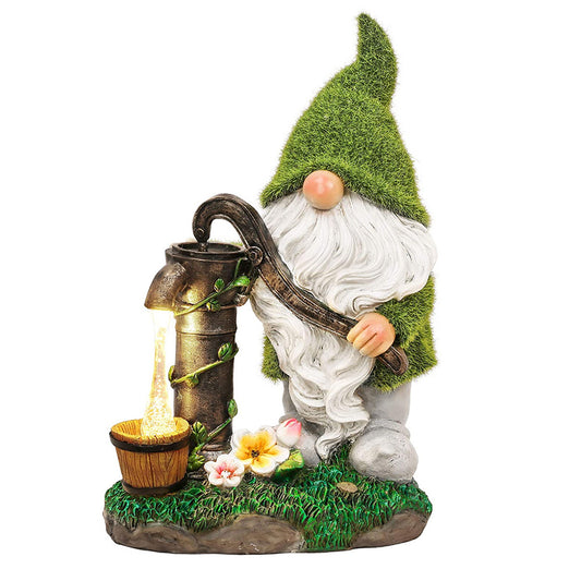 Solar Powered Lights Garden Gnome Sculpture Statue Outdoor Patio Yard Decor Style 1