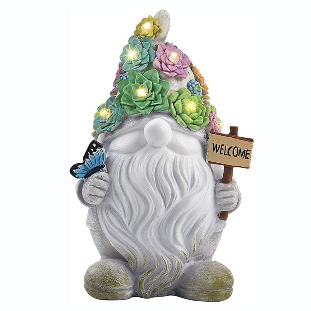 Solar Powered Lights Garden Gnome Sculpture Statue Outdoor Patio Yard Decor Style 2