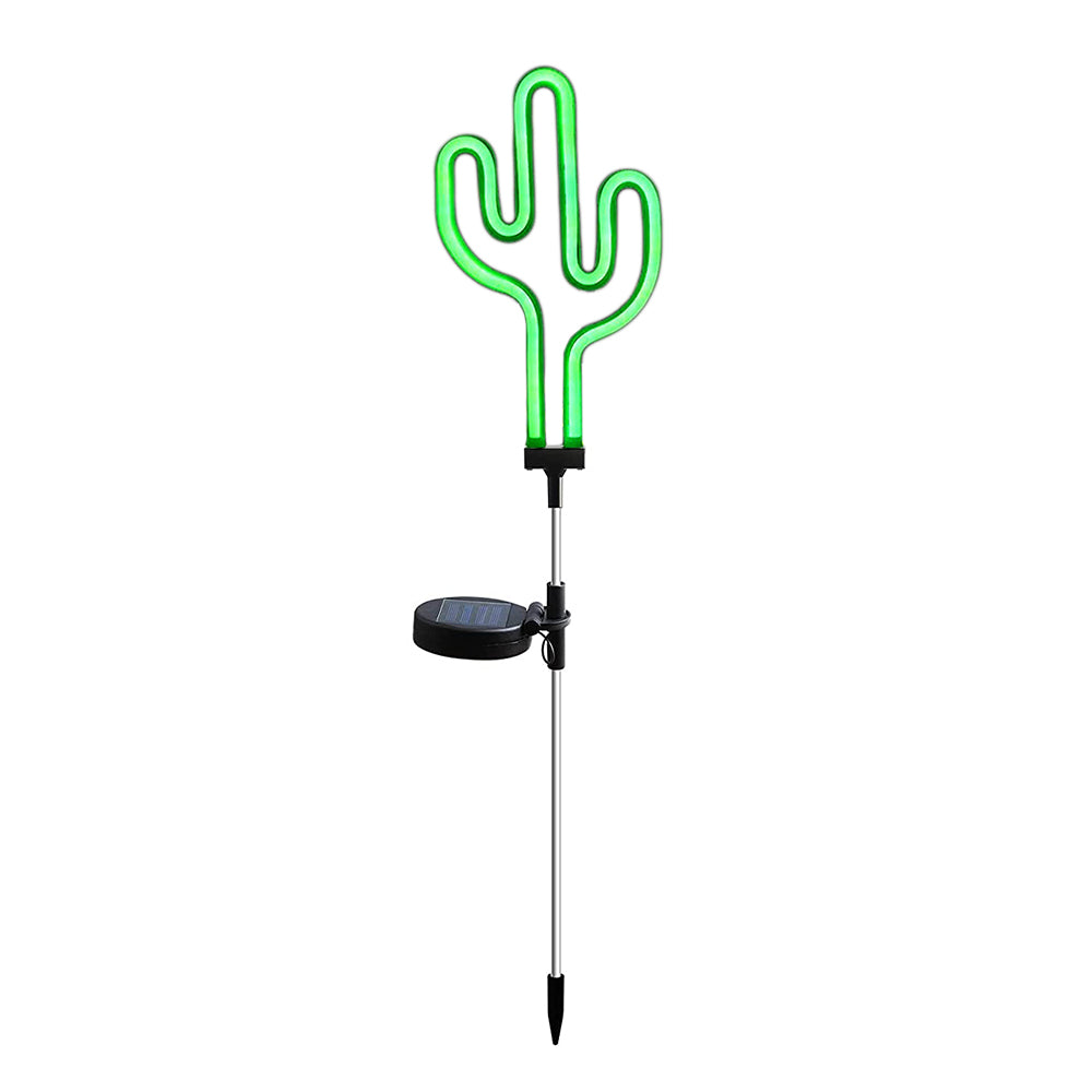2X Solar Power Neon Light Flamingo Cactus Lamp for Outdoor Garden Patio Walkway