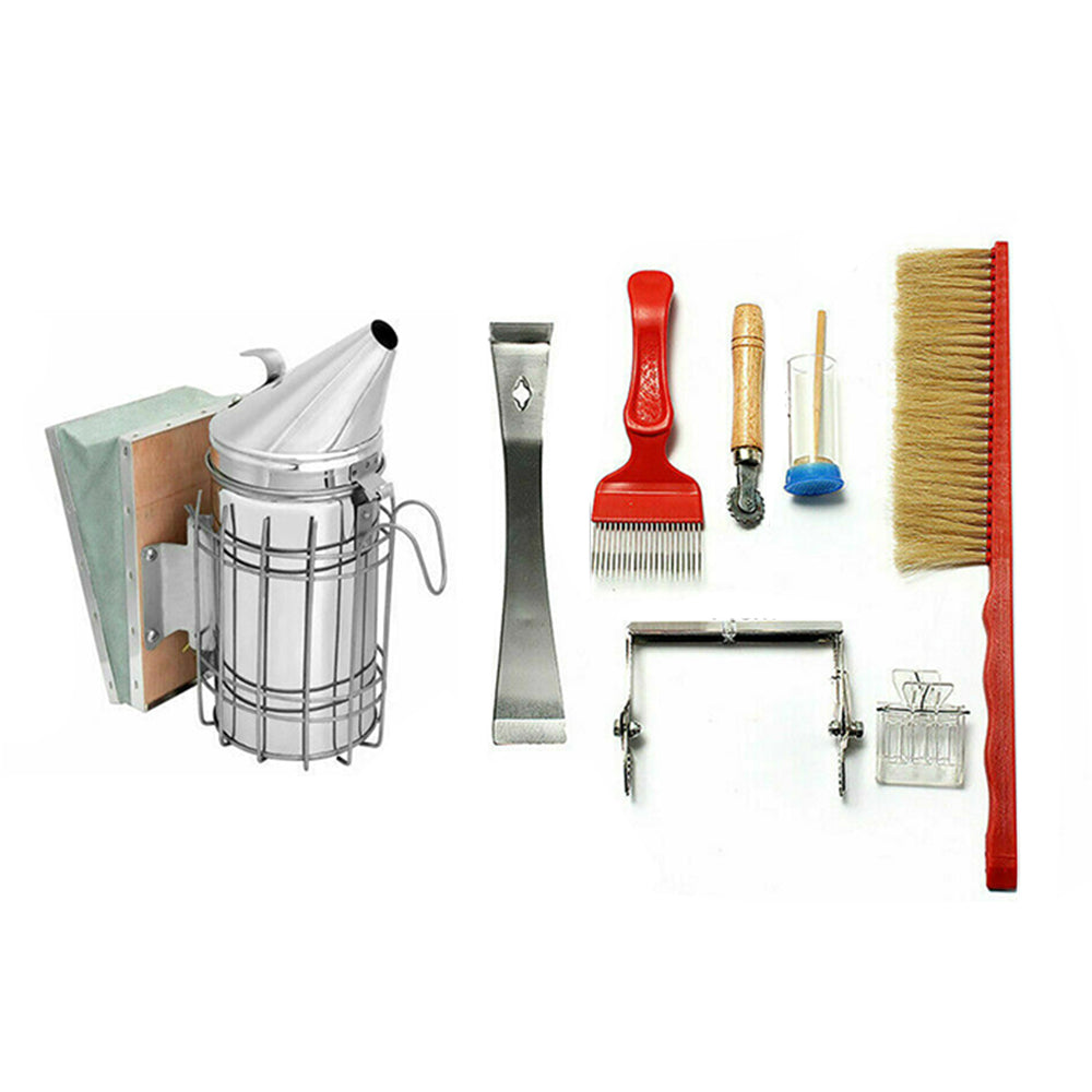 8PCS Beekeeping Supplies Tool Set Bee Smoker Brush Hive Scraper Frame Lifter