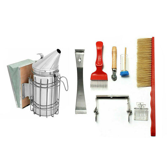 8PCS Beekeeping Supplies Tool Set Bee Smoker Brush Hive Scraper Frame Lifter