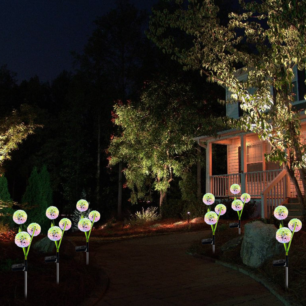 2X Solar Powered Dandelion Lights Patio Stake Walkway Lamp Outdoor Garden Decor