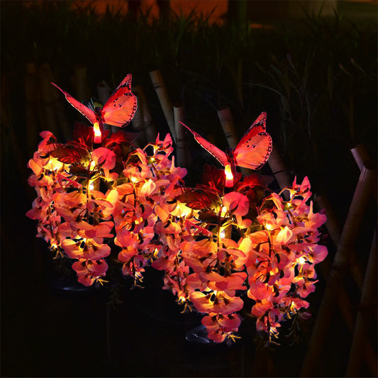 2X Solar Powered Butterfly Flower Light Patio Walkway Lamp Outdoor Garden Decor