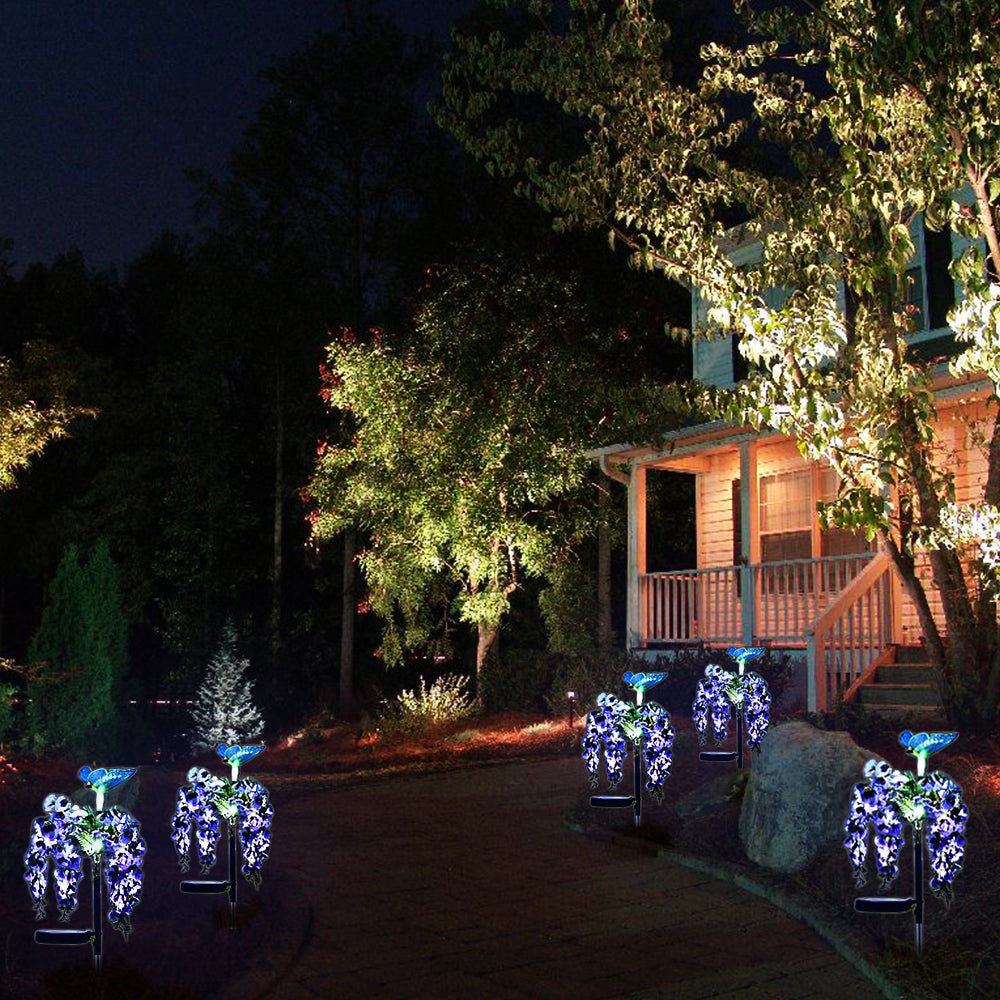 4X Solar Powered Butterfly Flower Light Patio Walkway Lamp Outdoor Garden Decor