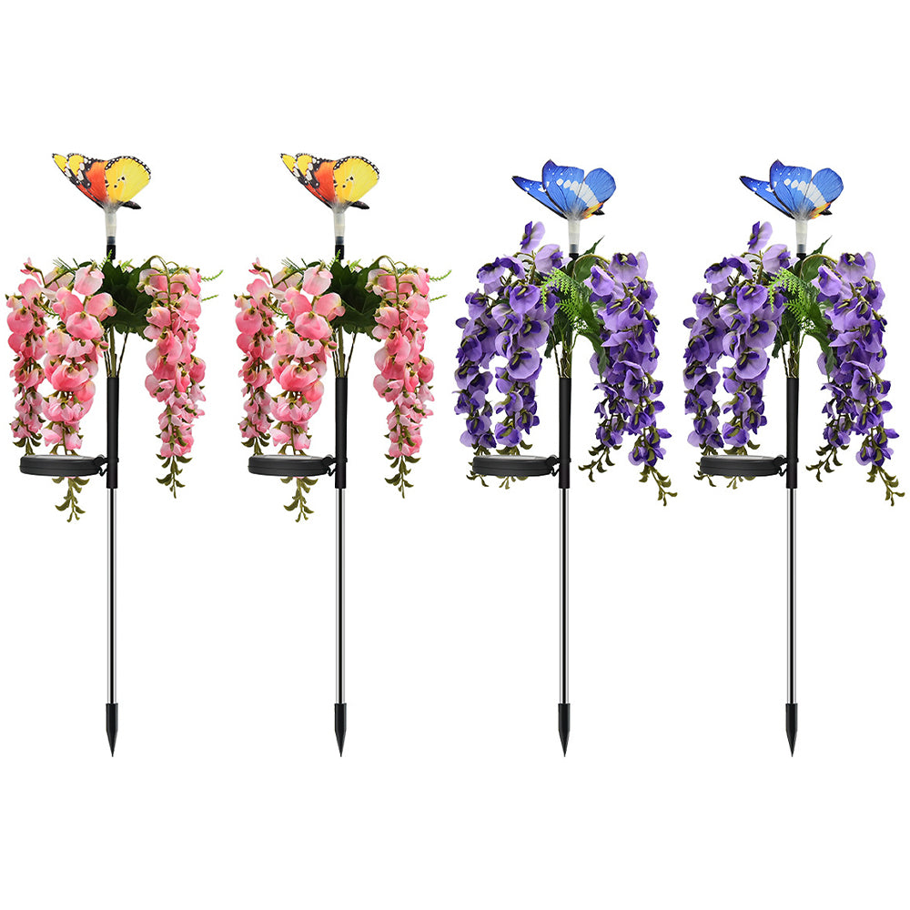 4X Solar Powered Butterfly Flower Light Patio Walkway Lamp Outdoor Garden Decor