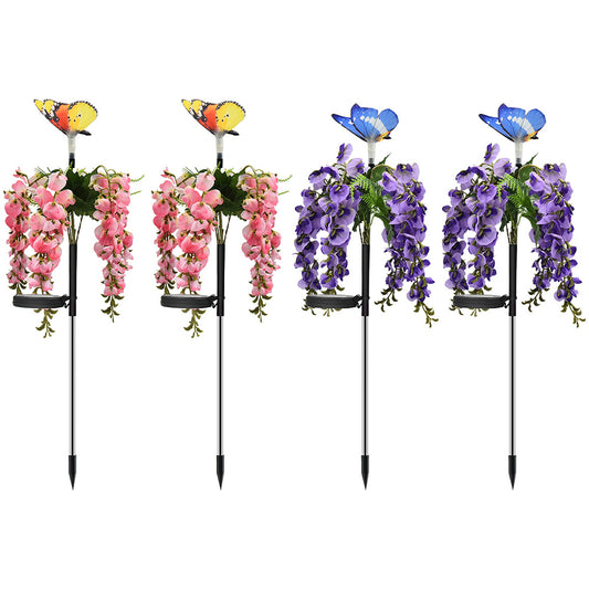 4X Solar Powered Butterfly Flower Light Patio Walkway Lamp Outdoor Garden Decor