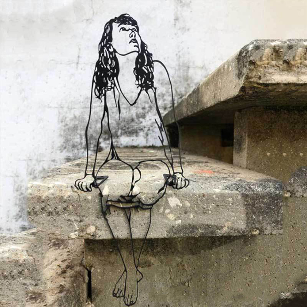 2 X Metal Ground Mount Decor Book Shelf Sculpture Home Decor