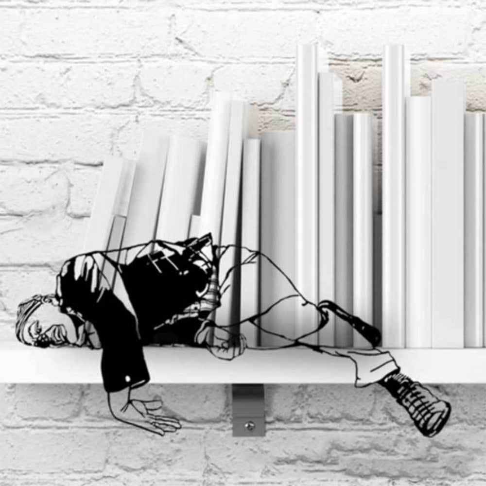 2 X Metal Ground Mount Decor Book Shelf Sculpture Home Decor