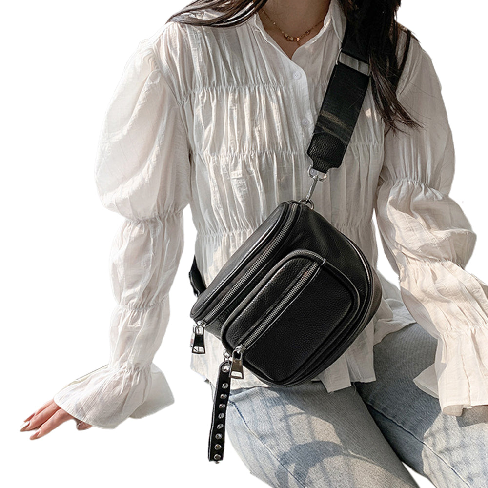 Women Genuine Leather Crossbody Bag Shoulder Bag Multi Pockets Bag