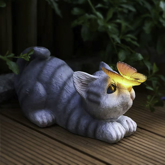 Solar Light Garden Light Light Up Butterfly Cat Garden Art Garden Statue Garden Decor