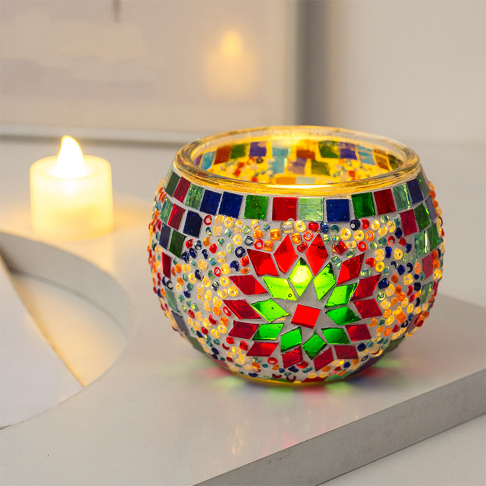 2X DIY Mosaic Tiles Stained Glass Candle Holder Tea Light Holder Key Organizer