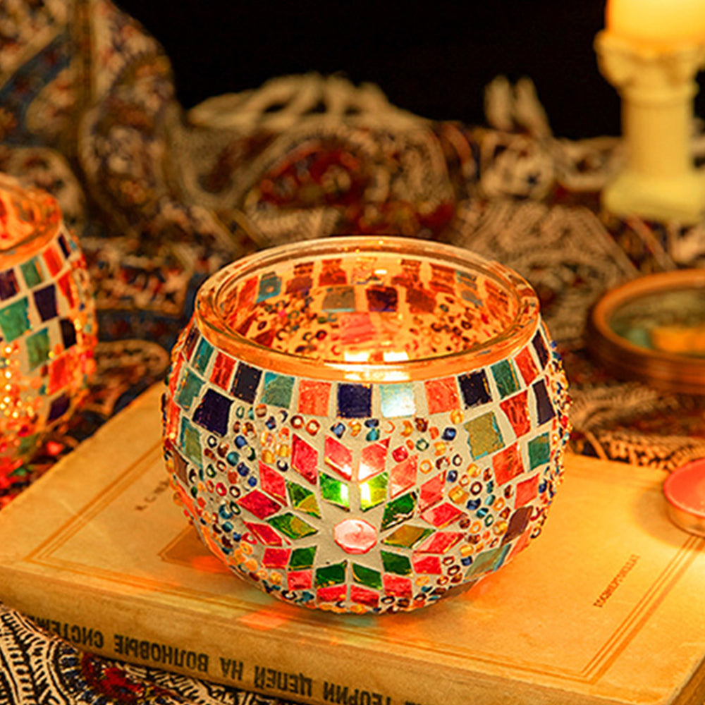 2X DIY Mosaic Tiles Stained Glass Candle Holder Tea Light Holder Key Organizer