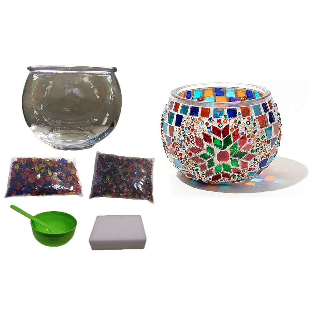 2X DIY Mosaic Tiles Stained Glass Candle Holder Tea Light Holder Key Organizer