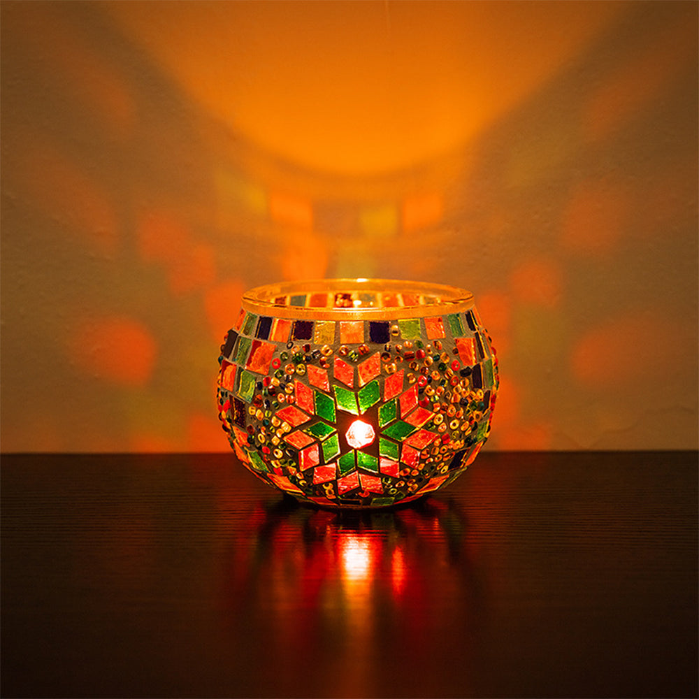 2X DIY Mosaic Tiles Stained Glass Candle Holder Tea Light Holder Key Organizer